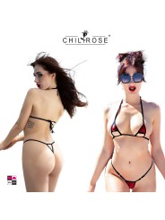 Micro Bikini Rosso Elasticizzato con Dettagli Neri