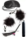 Set BDSM Fetish Completo: Vibratore Stimolante, Mascherina, Pinzette per Capezzoli e Frustino