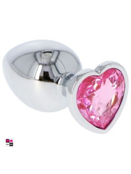 Plug anale in metallo con gioiello a cuore di colore Rosa