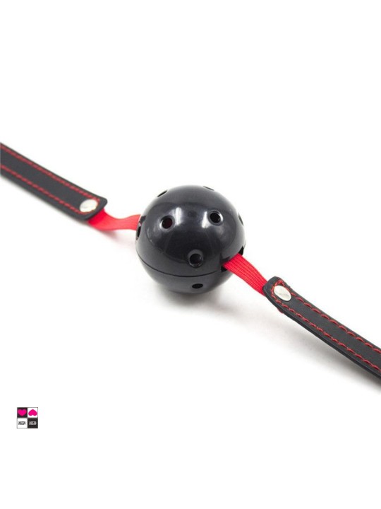 Gag Ball Fetish Nera e Rossa con Fori - Piacere e Sottomissione