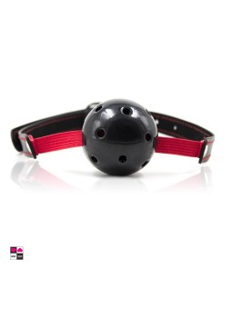 Gag Ball Fetish Nera e Rossa con Fori - Piacere e Sottomissione