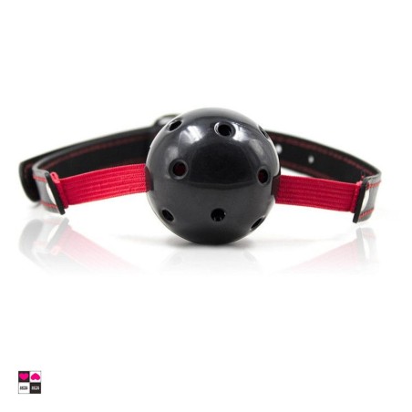Gag Ball Fetish Nera e Rossa con Fori - Piacere e Sottomissione