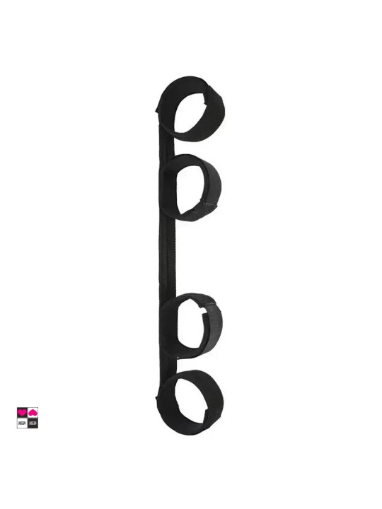 Blaze barra manette cavigliere vista frontale velcro nylon nero|Sottosopra Sexyshop