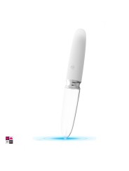 Illuminazione LED integrata nella punta in vetro: si attiva automaticamente all'accensione del vibratore. Luce azzurra soffusa.