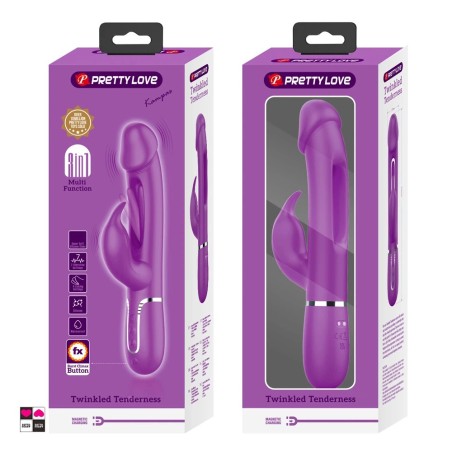 Vibratore Rabbit Twinkled rosa con doppia stimolazione e lingua oscillante Packaging elegante e discreto,