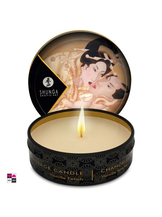 Candela da massaggio Shunga accesa su comodino per atmosfera romantica|9,90 €