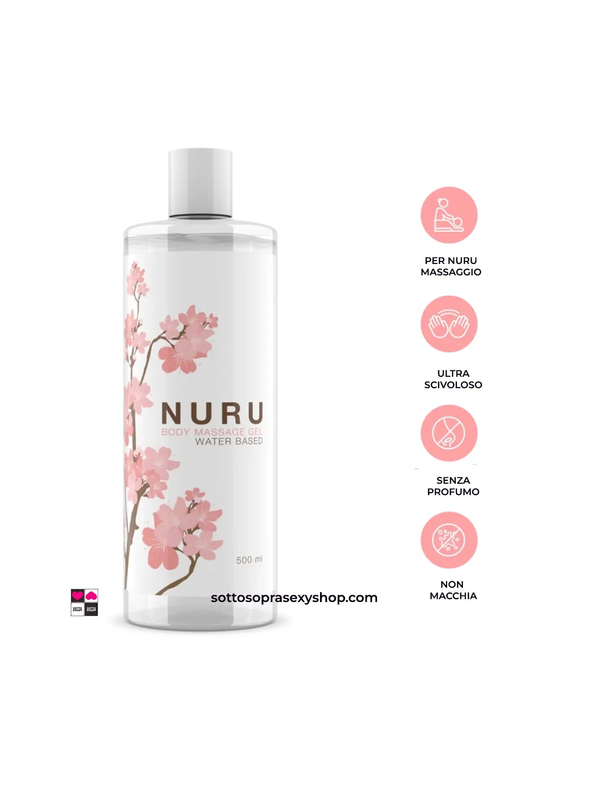 Nuru Gel a Base d'Acqua per Massaggi Corpo a Corpo – 500 ml