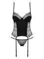 Pizzo nero corsetto Obsessive Sharlotte — motivo cerchi concentrici su materiale elastico