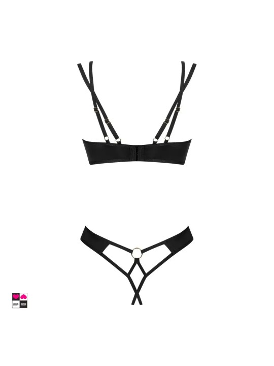 Completo aperto Nesari Obsessive — vista posteriore perizoma nero con taglio open e chiusura regolabile