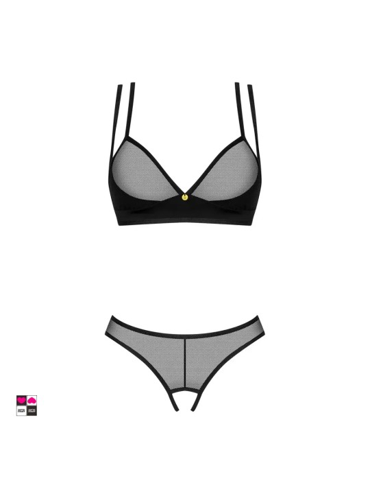 Dettaglio tessuto traslucido completo Nesari Obsessive — combinazione poliammide elastane nero trasparente