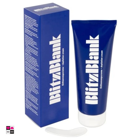 Crema depilatoria vegana BlitzBlank 250ml — confezione completa con tubo e spatola inclusa