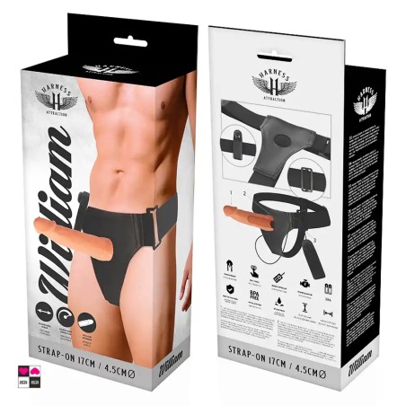 Strap on cavo nero Harness Attraction con vibratore regolabile e imbracatura a cinghie