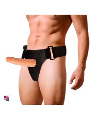 Struttura cava dello strap on Harness Attraction, vista laterale con cinghie di fissaggio