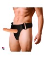 Struttura cava dello strap on Harness Attraction, vista laterale con cinghie di fissaggio