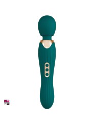 Massaggiatore wand verde in silicone vellutato, 29,3 cm con testina flessibile da 5,8 cm