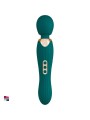 Massaggiatore wand verde in silicone vellutato, 29,3 cm con testina flessibile da 5,8 cm