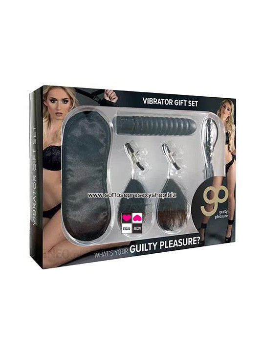 Set BDSM Fetish Completo: Vibratore Stimolante, Mascherina, Pinzette per Capezzoli e Frustino