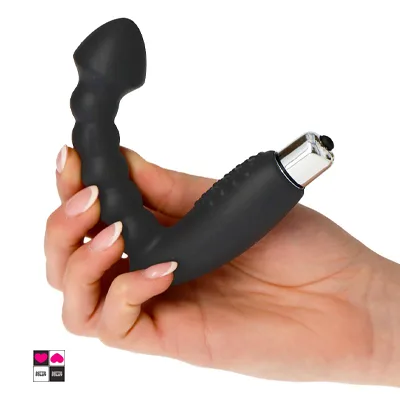Stimolatore prostatico Insider in silicone nero con vibrazione